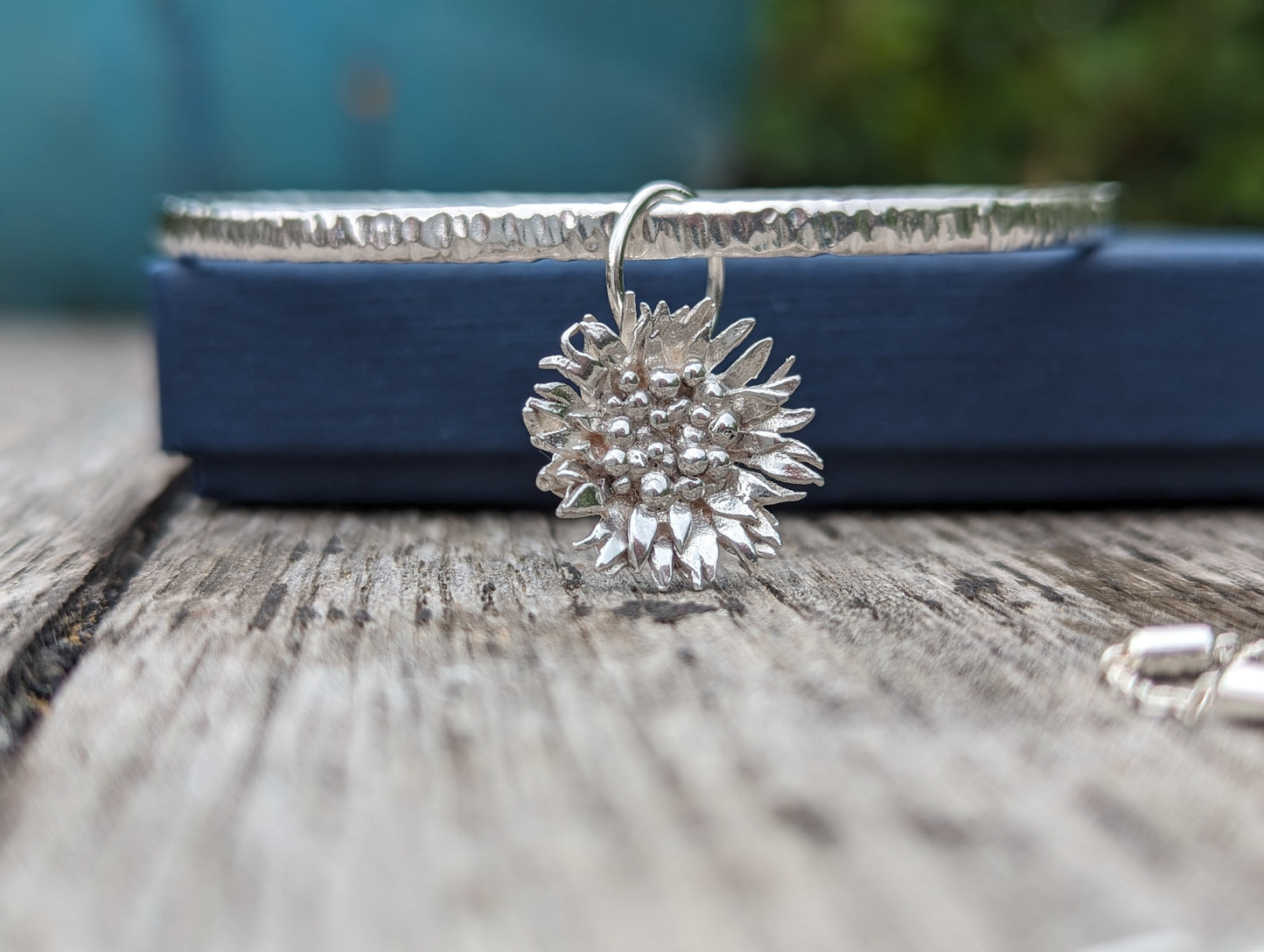 Sunflower charm bangle