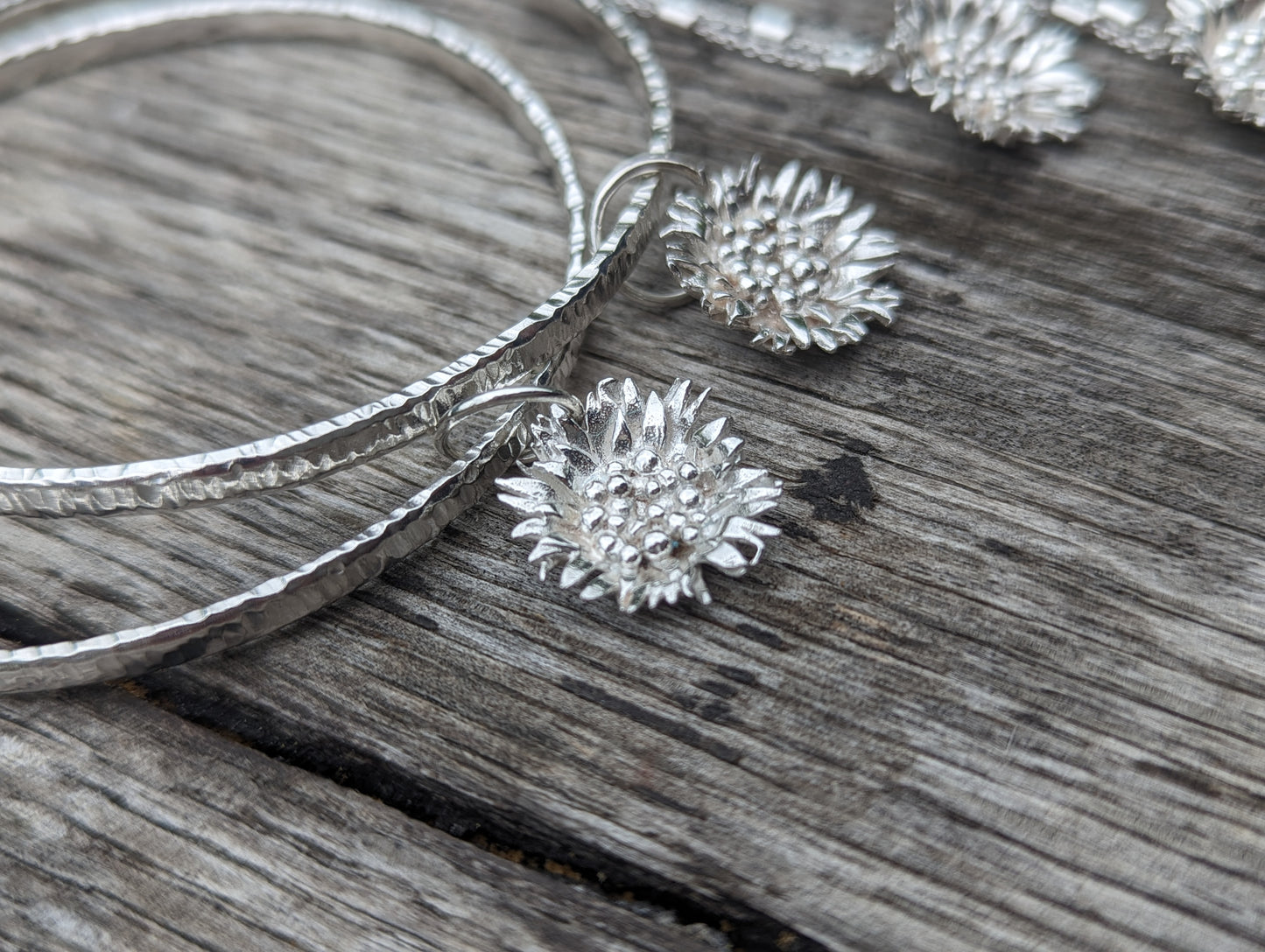 Sunflower charm bangle