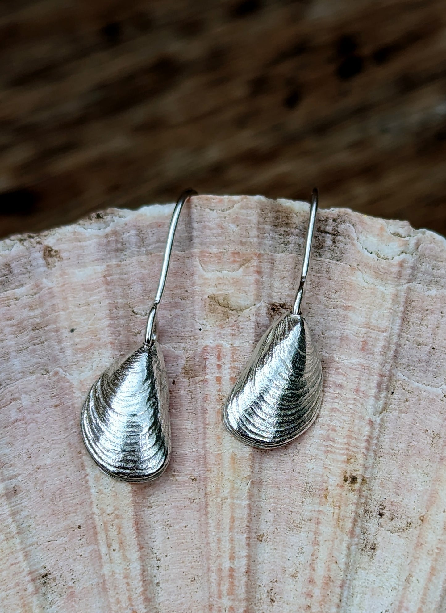 Mussel Shell Earrings Sterling Silver