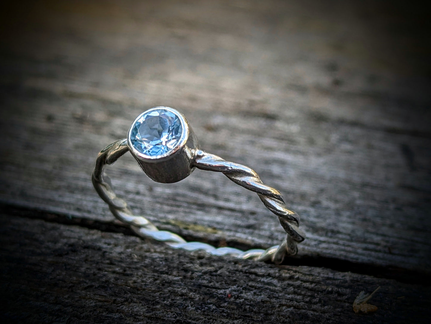 Topaz and Sterling Silver Twist Handmade Ring