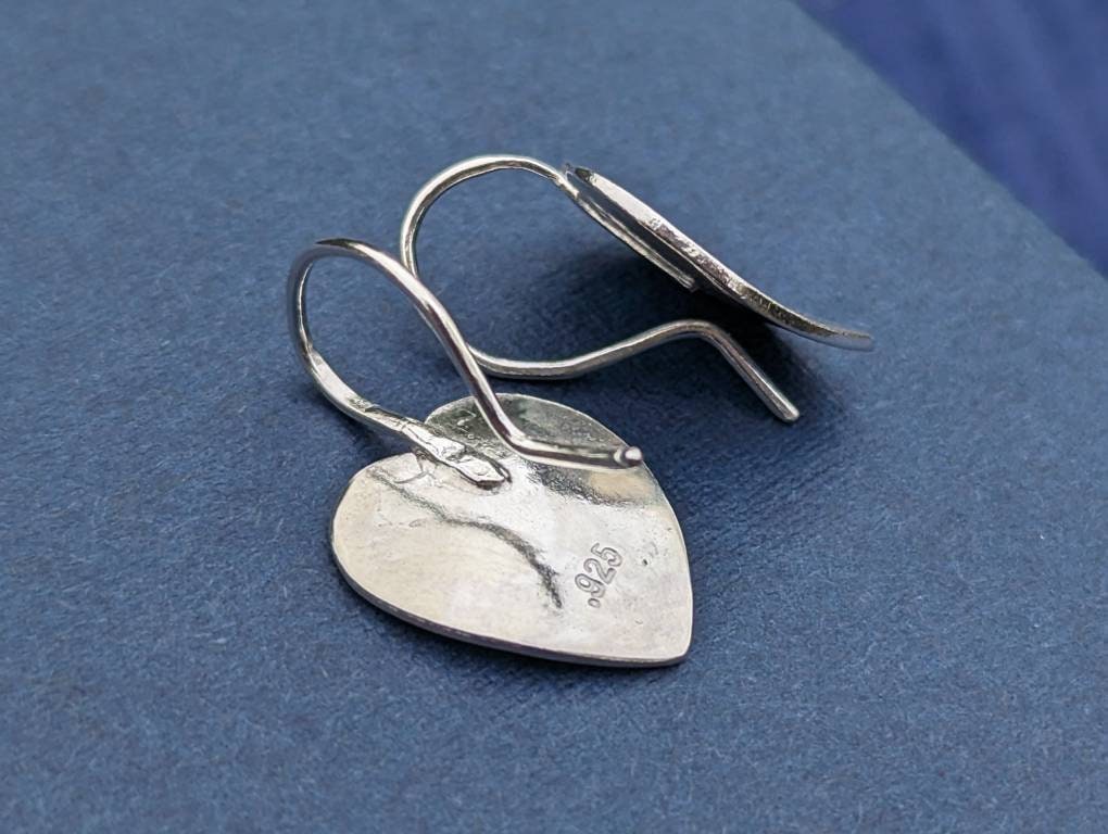 Handmade Hammered Sterling Silver Heart earrings